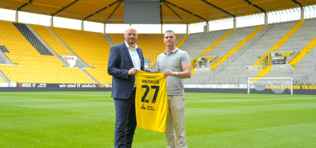 Hohlt (links) und Macherey (Alemannia Aachen) blicken der Partnerschaft optimistisch entgegen. © Merkur Group